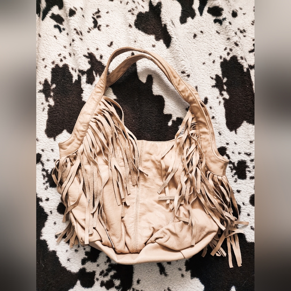 "JJ WINTERS" WOMEN'S GENUINE LEATHER HOBO BAG - BEIGE